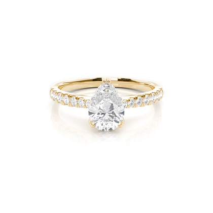 Pear Yellow Gold Side Stone Diamond Rings