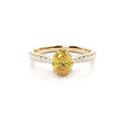Oval Mixed Metals Yellow Diamond Engagement Rings