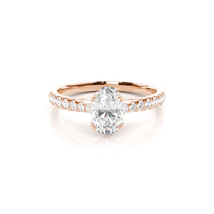 Oval Rose Gold Side Stone Diamond Engagement Rings