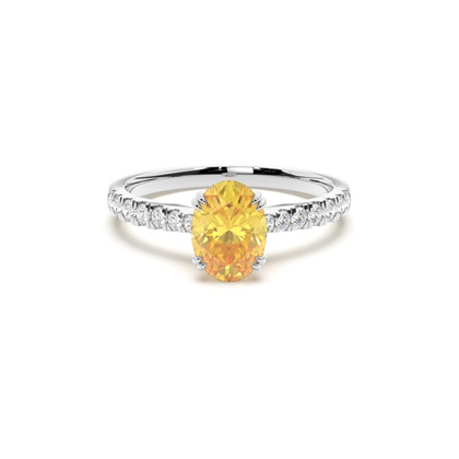 Yellow Diamond Side Stone Engagement Ring