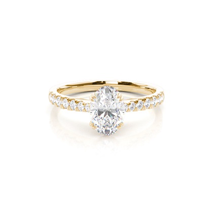 Oval Yellow Gold Side Stone Diamond Engagement Rings