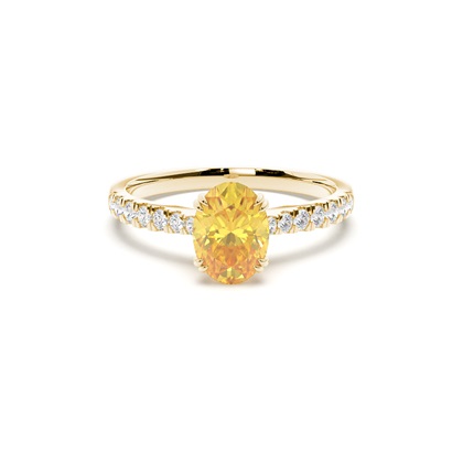Yellow Diamond Side Stone Engagement Ring