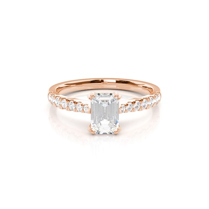 Emerald Rose Gold Side Stone Diamond Engagement Rings