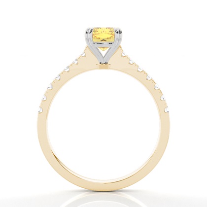 Verlobungsring mit gelbem Diamant und seitlichem Stein