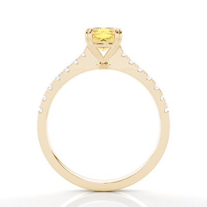 Verlobungsring mit gelbem Diamant und seitlichem Stein