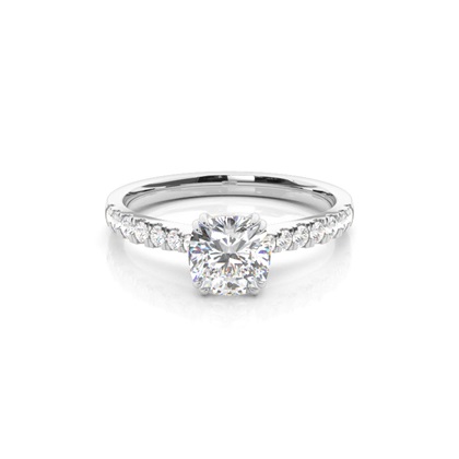 Cushion Side Stone Diamond Engagement Rings