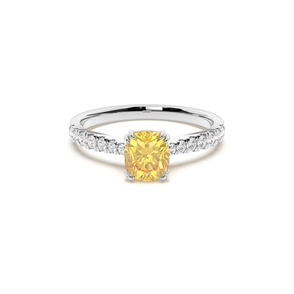 Yellow Diamond Side Stone Engagement Ring