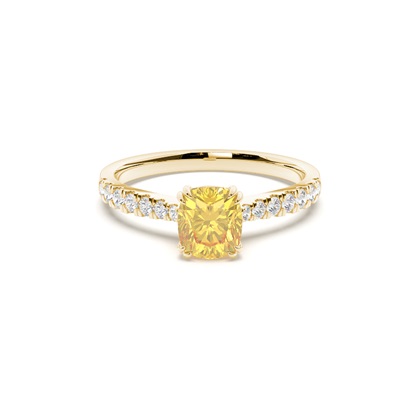 Yellow Diamond Side Stone Engagement Ring