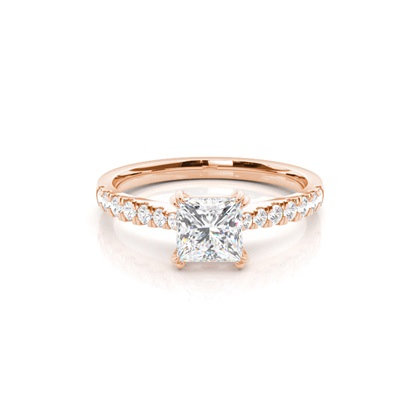 Princess Rose Gold Side Stone Diamond Engagement Rings