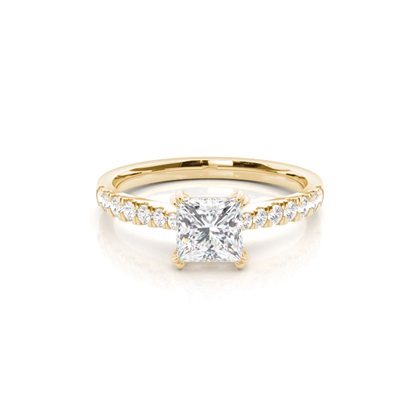 Princess Yellow Gold Side Stone Diamond Engagement Rings