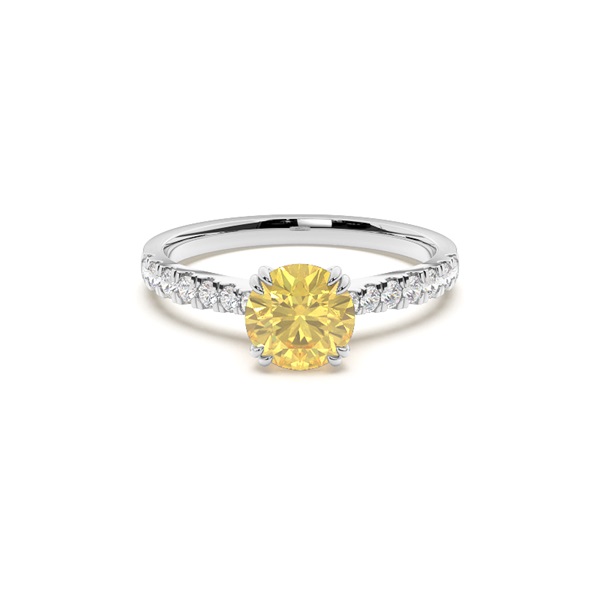 Yellow Diamond Side Stone Engagement Ring