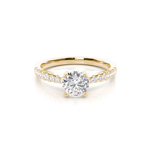 Prong Round Side Stone Diamond Engagement Ring
