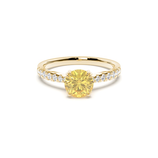 Yellow Diamond Side Stone Engagement Ring