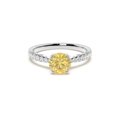 Yellow Diamond Side Stone Engagement Ring