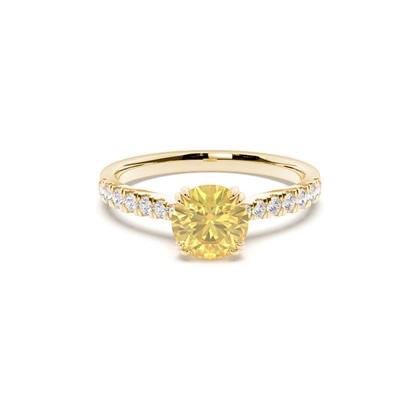 Yellow Diamond Side Stone Engagement Ring