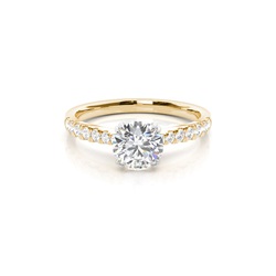 Prong Round Side Stone Diamond Engagement Ring