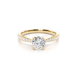 Prong Round Side Stone Diamond Engagement Ring