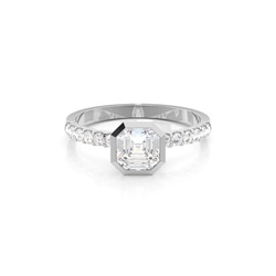 Anello Di Fidanzamento Con Diamante Rotondo In Pietra Laterale Con Castone