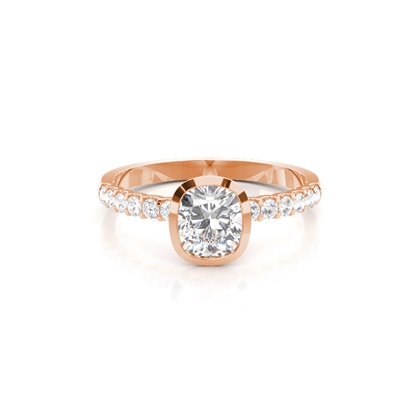 Bezel Set Round Side Stone Diamond Engagement Ring