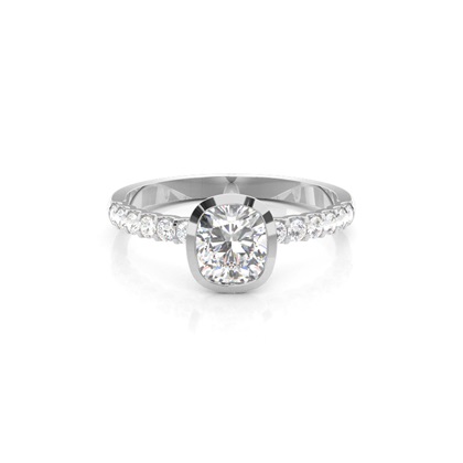 Bezel Set Round Side Stone Diamond Engagement Ring