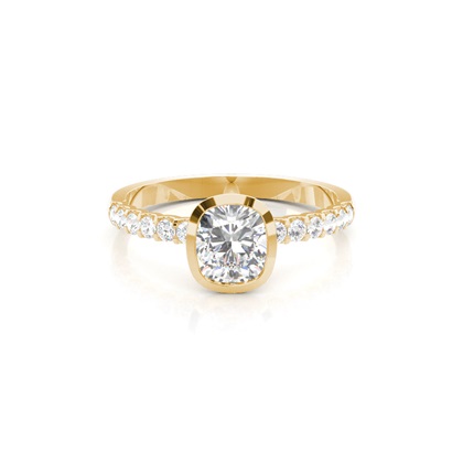Bezel Set Round Side Stone Diamond Engagement Ring