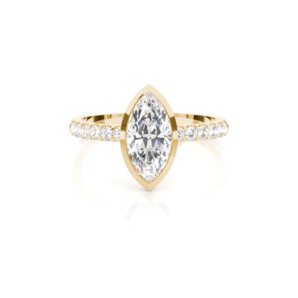 Marquise Yellow Gold Side Stone Diamond Engagement Rings