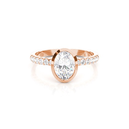 Oval Rose Gold Side Stone Diamond Engagement Rings