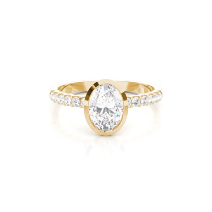 Oval Yellow Gold Side Stone Diamond Engagement Rings