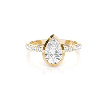 Bezel Set Round Side Stone Diamond Engagement Ring