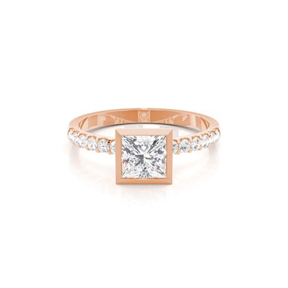 Bezel Set Round Side Stone Diamond Engagement Ring