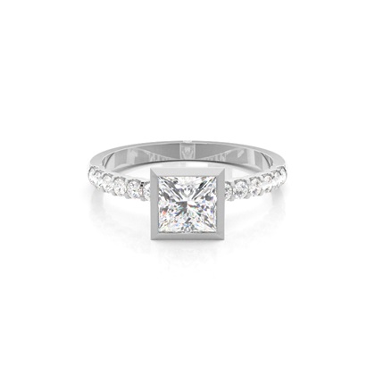 Bezel Set Round Side Stone Diamond Engagement Ring