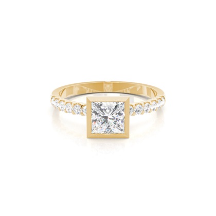 Bezel Set Round Side Stone Diamond Engagement Ring