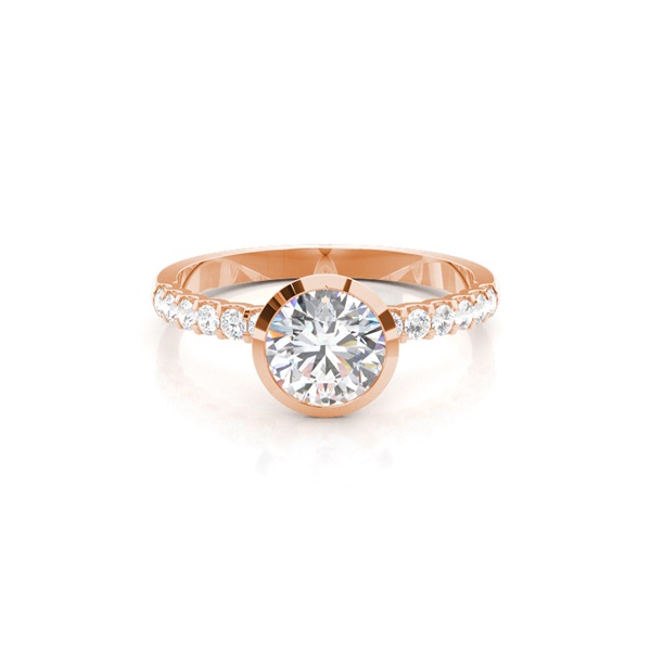 Bezel Set Round Side Stone Diamond Engagement Ring