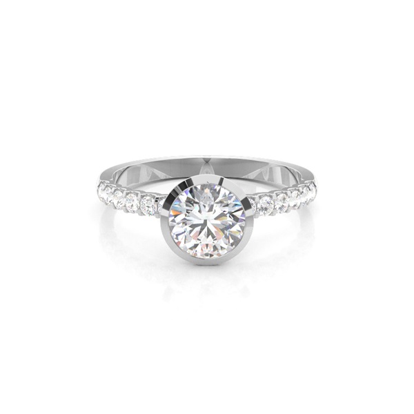 Bezel Set Round Side Stone Diamond Engagement Ring