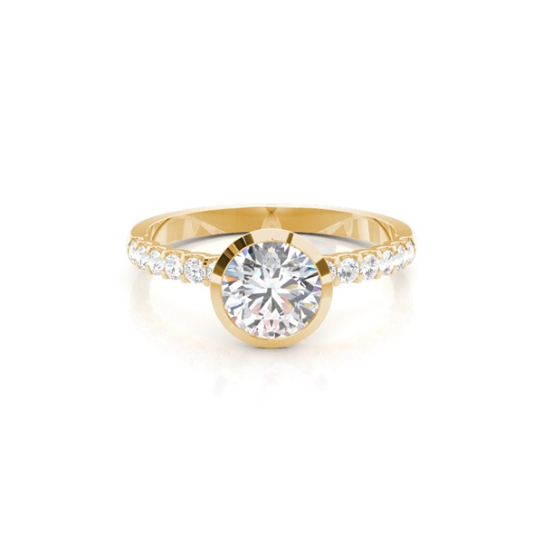 Bezel Set Round Side Stone Diamond Engagement Ring