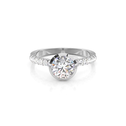 Bezel Set Round Side Stone Diamond Ring