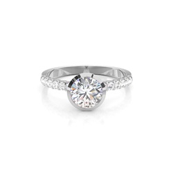 Bezel Set Round Side Stone Diamond Engagement Ring
