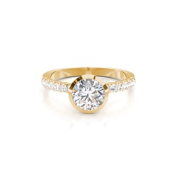 Bezel Set Round Side Stone Diamond Engagement Ring