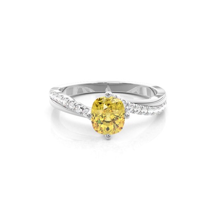 Cushion Yellow Diamond Engagement Rings