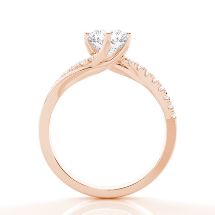 Prong Round Side Stone Moissanit Verlobungsring