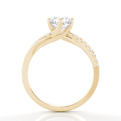 Prong Round Side Stone Moissanit Verlobungsring