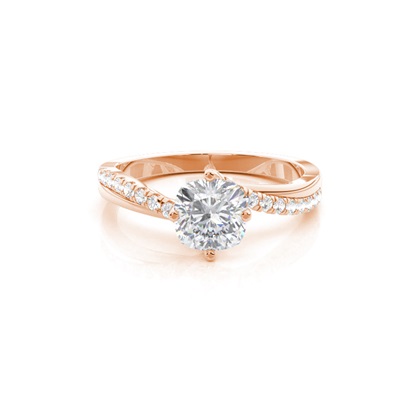 Prong Round Side Stone Moissanite Engagement Ring