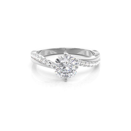Prong Round Side Stone Moissanite Engagement Ring