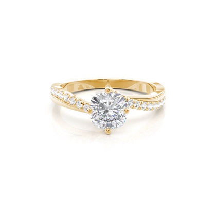 Prong Round Side Stone Moissanite Engagement Ring