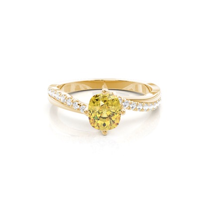 Yellow Diamond Side Stone Engagement Ring