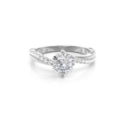 Prong Round Side Stone Moissanite Engagement Ring