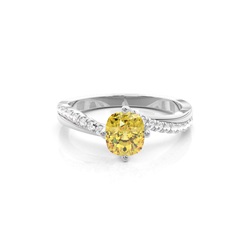 Verlobungsring mit gelbem Diamant und seitlichem Stein