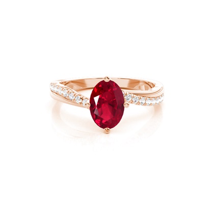 Prong Setting Ruby Side Stone  Engagement Ring