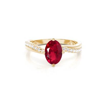 Prong Setting Ruby Side Stone  Engagement Ring
