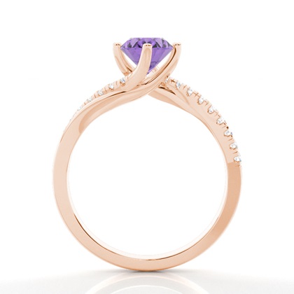 Verlobungsring Mit Amethyst-Seitenstein In Krappenfassung